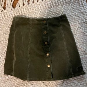 Green Corduroy Button down skirt